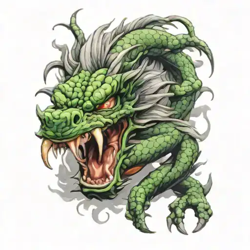 Goku fighting shenron  tattoo design idea