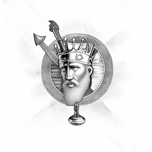 King david with goliath's head at his feet tattoo design idea