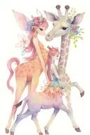 fairy and giraffe playing tattoo design idea