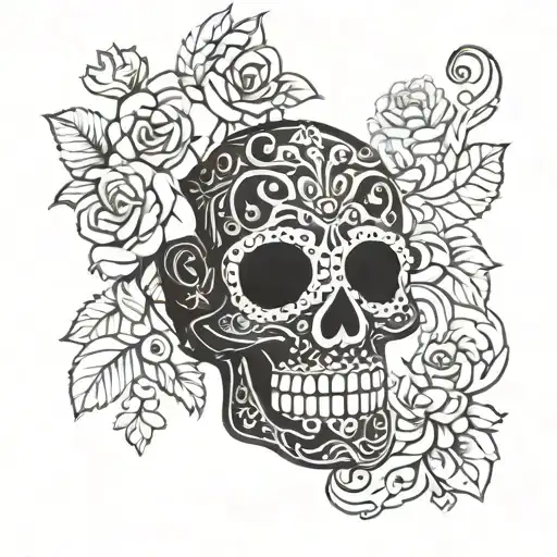 Mexican sugar skull tattoo design idea