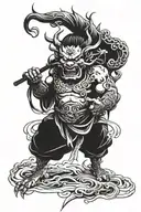 Chinese demon holding tattoo design idea