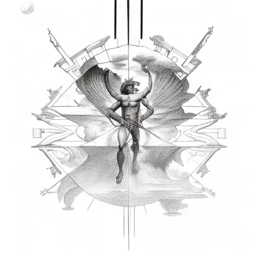 the history of icarus and daedalus since the labirynthun until the fall tattoo design idea