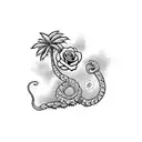 coconut tree,rose, and snake tattoo design idea