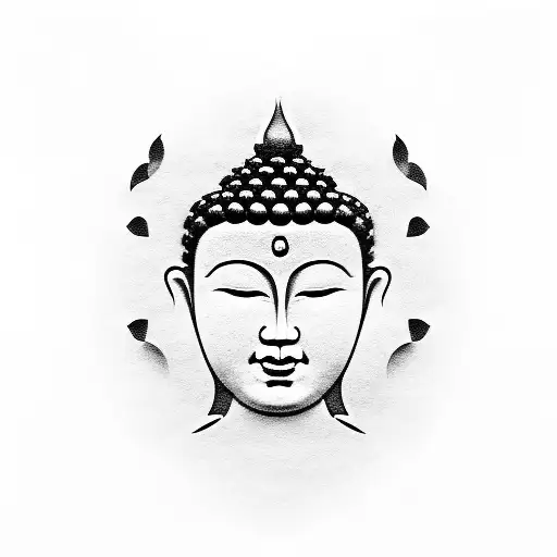 buddha face with Japanese background  tattoo design idea