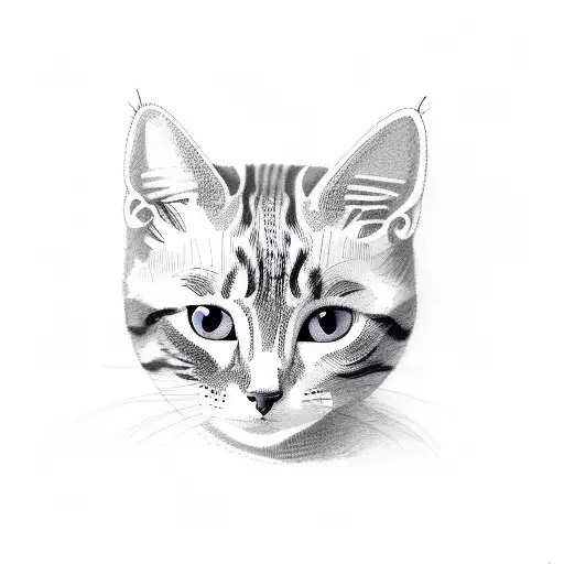 Cat stripes, big eyes tattoo design idea