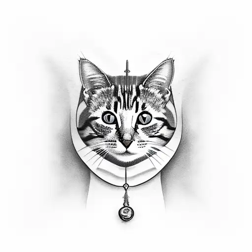 Cat stripes, big eyes tattoo design idea