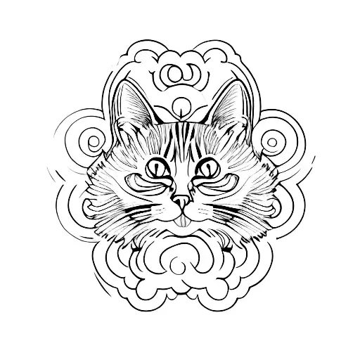 Cat stripes, big eyes tattoo design idea