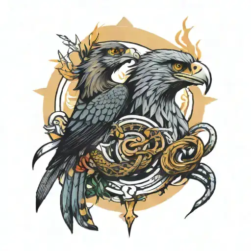 snake eagle and scorpio locked in battle tattoo design idea
