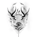 Create a tattoo inspired by the concept of a burning bush, incorporating the image of a bull tattoo design idea