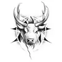 Create a tattoo inspired by the concept of a burning bush, incorporating the image of a bull tattoo design idea