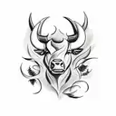 Create a tattoo inspired by the concept of a burning bush, incorporating the image of a bull tattoo design idea