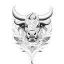 Create a tattoo inspired by the concept of a burning bush, incorporating the image of a bull tattoo design idea