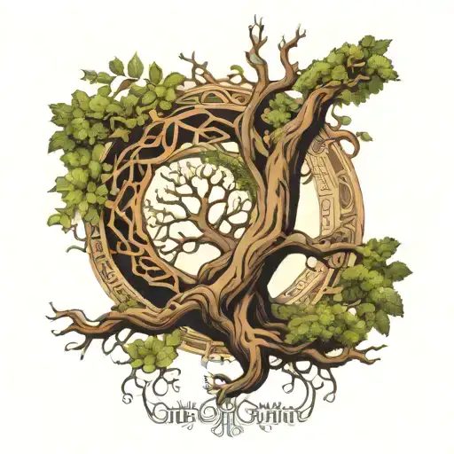 Central Placement: Position Yggdrasil as a central element on your back, with its branches and roots extending outwards. tattoo design idea