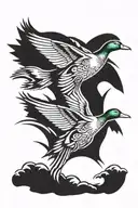 small mallards flying tattoo design idea