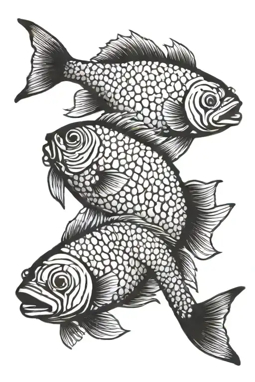 taimen fish with shadow tattoo design idea