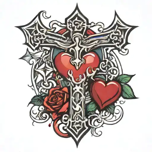 the cross anchors the heart and from the cross goes the light tattoo design idea