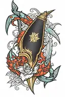 crab island dagger tattoo design idea