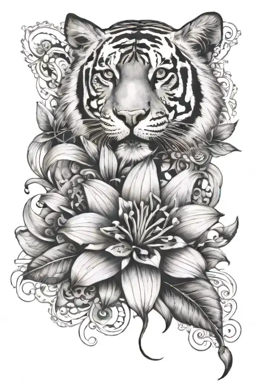 Tiger Lily and Mandalas tattoo design idea