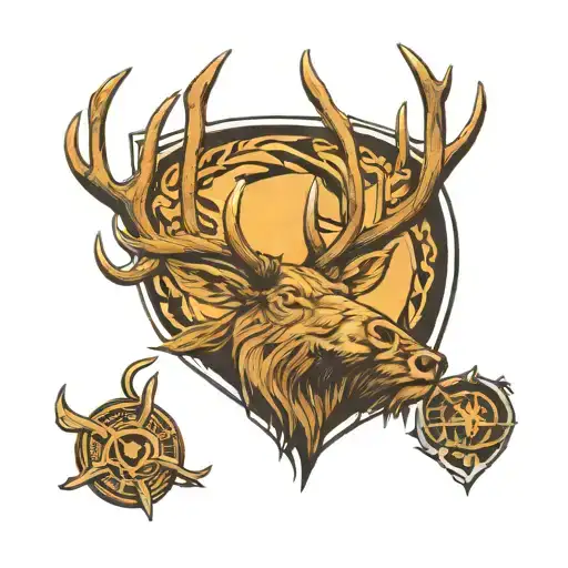Bull Elk, Walleye, and a Warrior  tattoo design idea