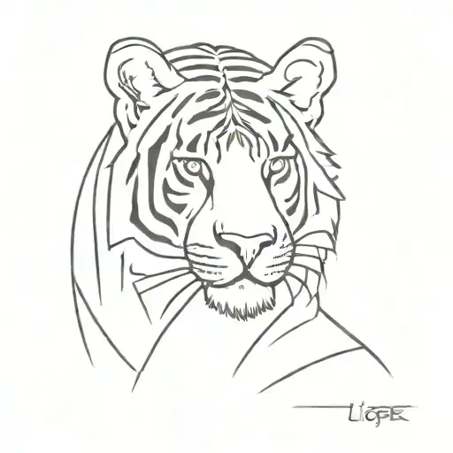 liger head and body little lines tattoo design idea
