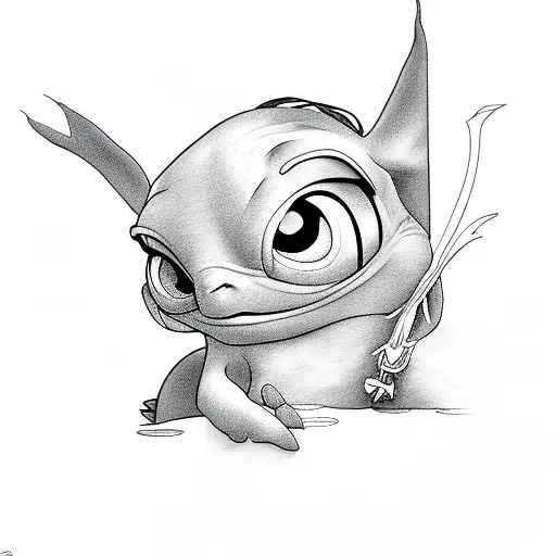 Stitch, dory and hazbin hotel tattoo design idea