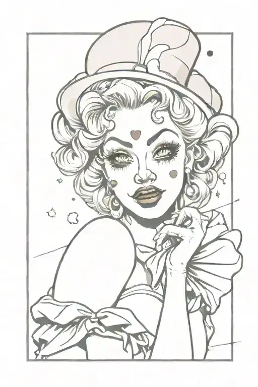 flash art representation clown pinup tattoo design idea