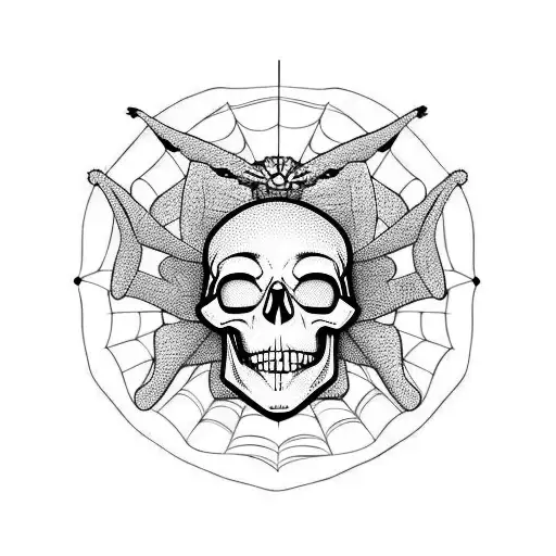 Skull and Spider tattoo design idea