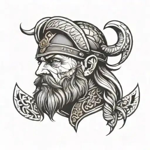 vikings head tattoo design idea
