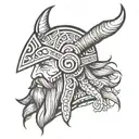 vikings head tattoo design idea