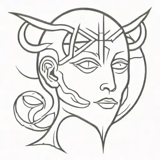 ghost face with sigil of Lucifer tattoo design idea