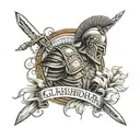 roman gladiator roman colosseum lettering Dies diem docet MCMLXXXI tattoo design idea