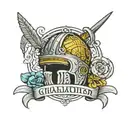 roman gladiator roman colosseum lettering Dies diem docet MCMLXXXI tattoo design idea