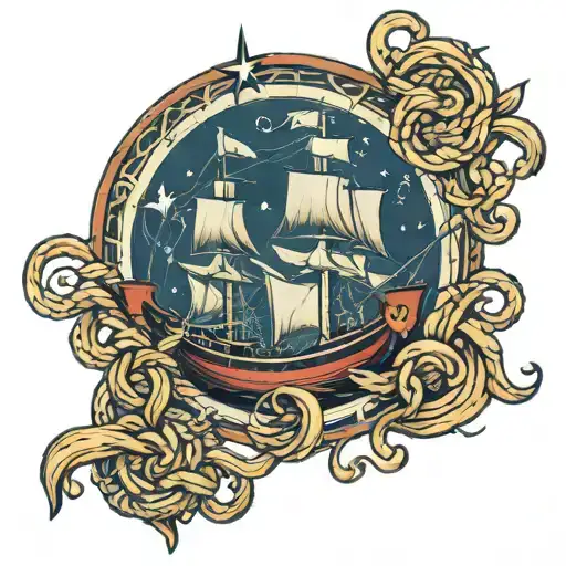 star nautical sea knots ship  tattoo design idea