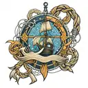 star nautical sea knots ship  tattoo design idea