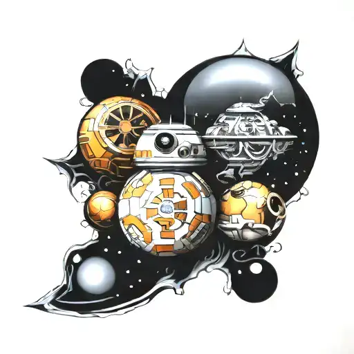 star wars only ships planets and helmets  tattoo design idea