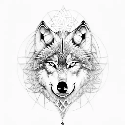 wolf viking god tattoo design idea