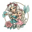 lucy disenchantment and barbie doll tattoo design idea