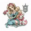 lucy disenchantment and barbie doll tattoo design idea