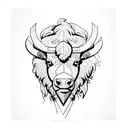 bison head geometric abstract tattoo design idea