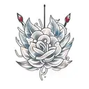 create a neotraditional tattoo of sword lilies and a branch of rowan berries placed on the ribs tattoo design idea