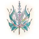 create a neotraditional tattoo of sword lilies and a branch of rowan berries placed on the ribs tattoo design idea