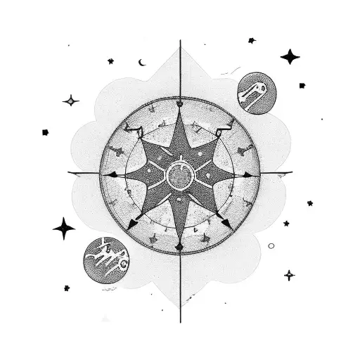 A magical staff with constellations as the design tattoo design idea