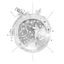 A magical staff with constellations as the design tattoo design idea