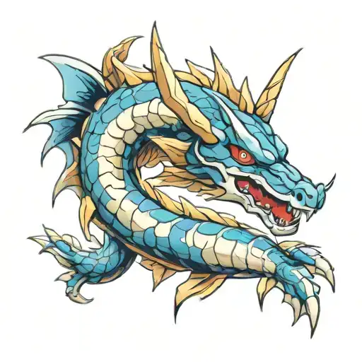 Gyarados wrapping around arm tattoo design idea