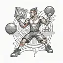 A dynamic sports scene incorporating elements of computer games tattoo design idea