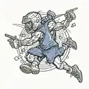 A dynamic sports scene incorporating elements of computer games tattoo design idea