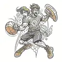 A dynamic sports scene incorporating elements of computer games tattoo design idea