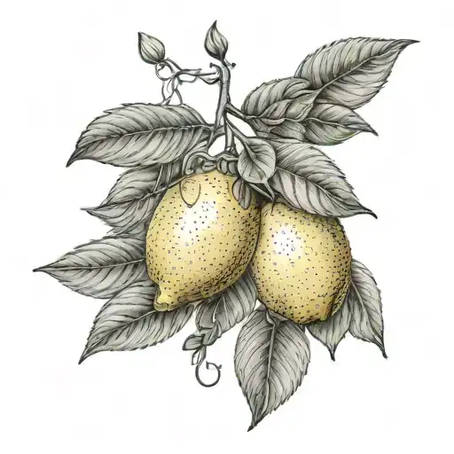 lemons on vines tattoo design idea