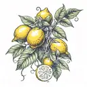 lemons on vines tattoo design idea