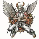 angel killing demon tattoo design idea